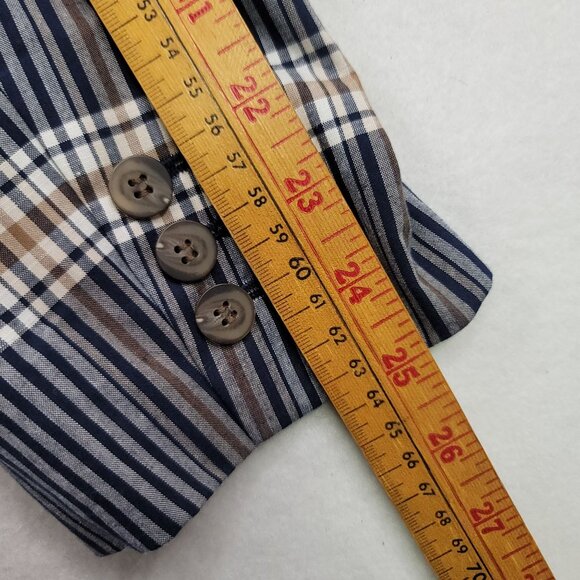 Pendleton Womens Navy Brown Plaid 2 Button Pockets Blazer Size 16 Academia - Picture 13 of 14